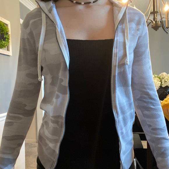 Grey Camouflage Zip-up Hoodie - Picture 3 of 5